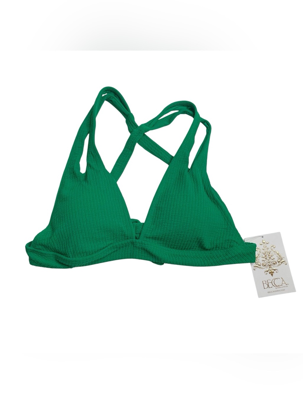 BECCA Pucker Up Tear Drop Bikini Top In Grass Green Medium New NWT